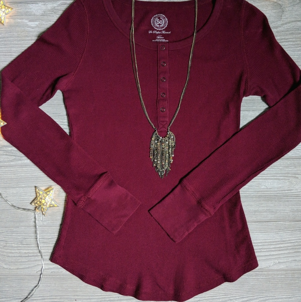 Kohl's So Brand Maroon Long Sleeve Thermal Top